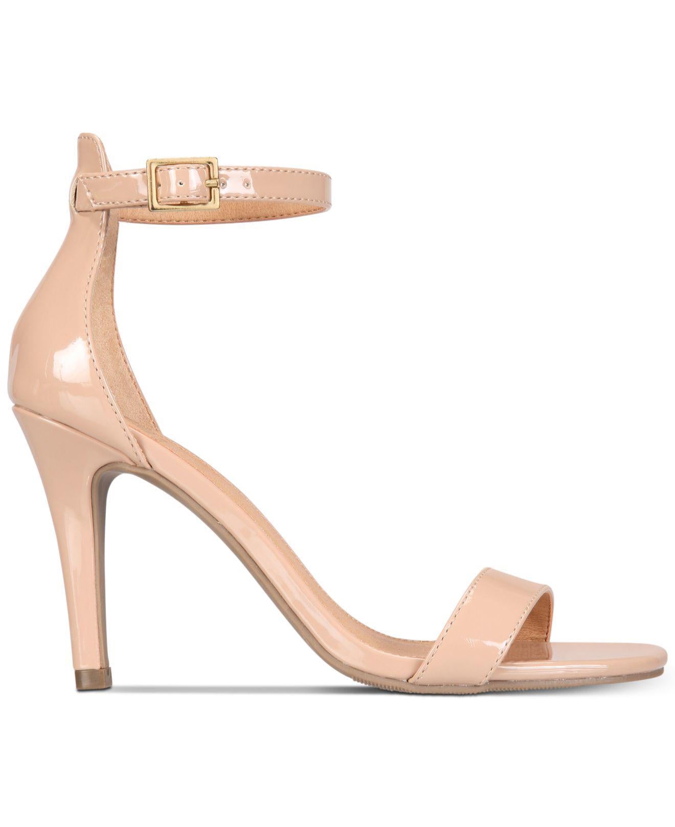 Material Girl Women's Blaire Open Toe Ankle Strap Classic Pumps Beige Size 8 W