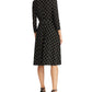 RALPH LAUREN Women's 3/4 Sleeve Keyhole Knee Length Fit + Flare  Black Size 2 P