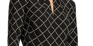 RALPH LAUREN Women's 3/4 Sleeve Keyhole Knee Length Fit + Flare  Black Size 2 P