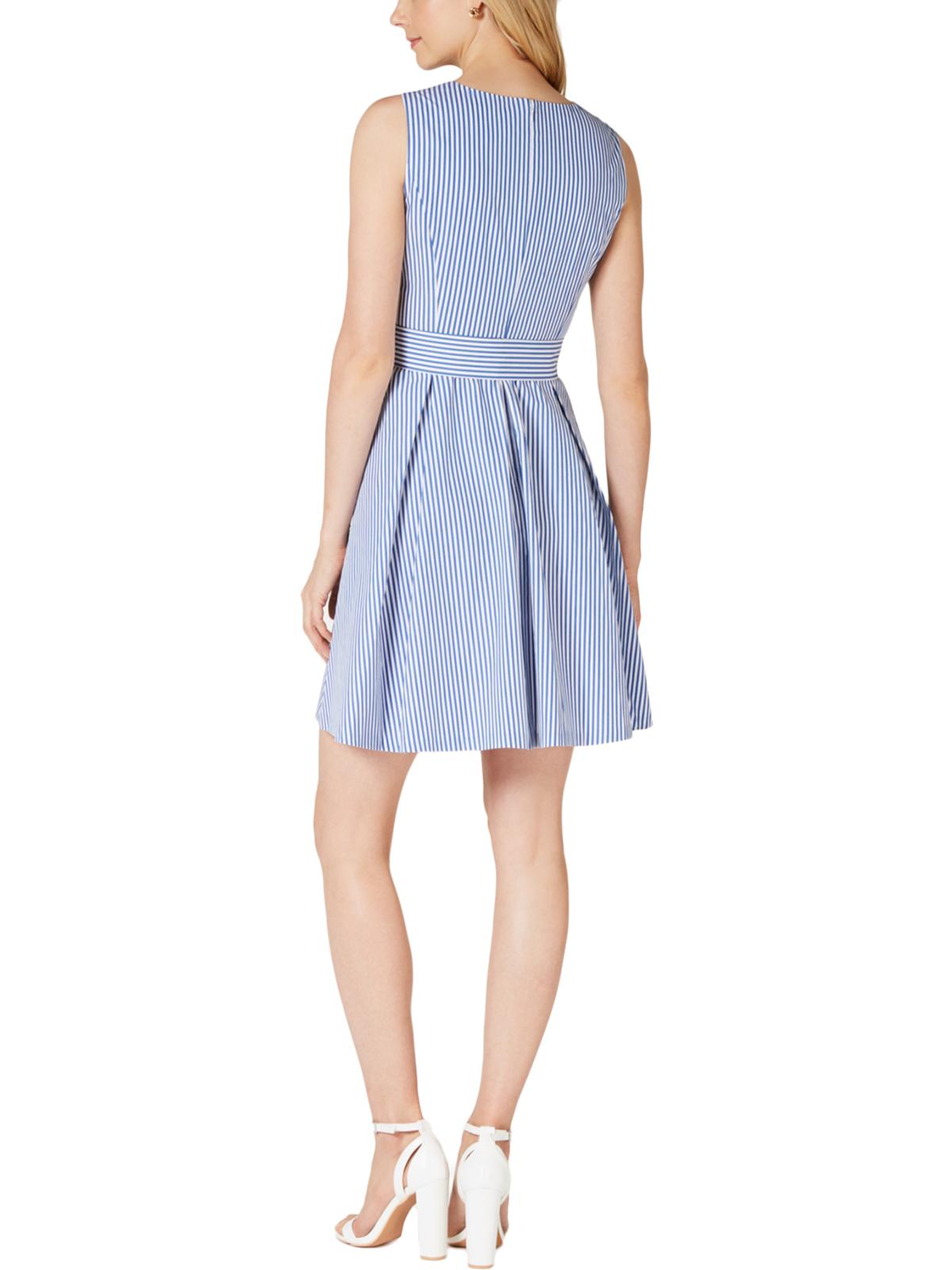 Pappagallo Women's Striped Sleeveless Casual Dress Blue Size 18