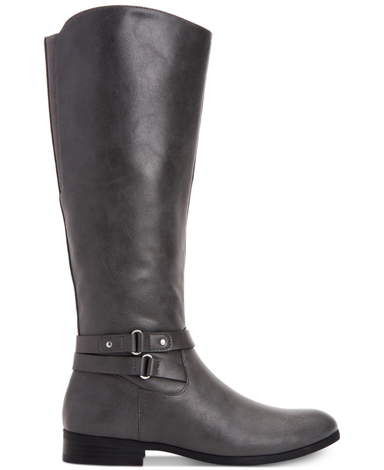 Style & Co. Womens kindellp Fabric Closed Toe Knee High Fashion, Grey, Size 7