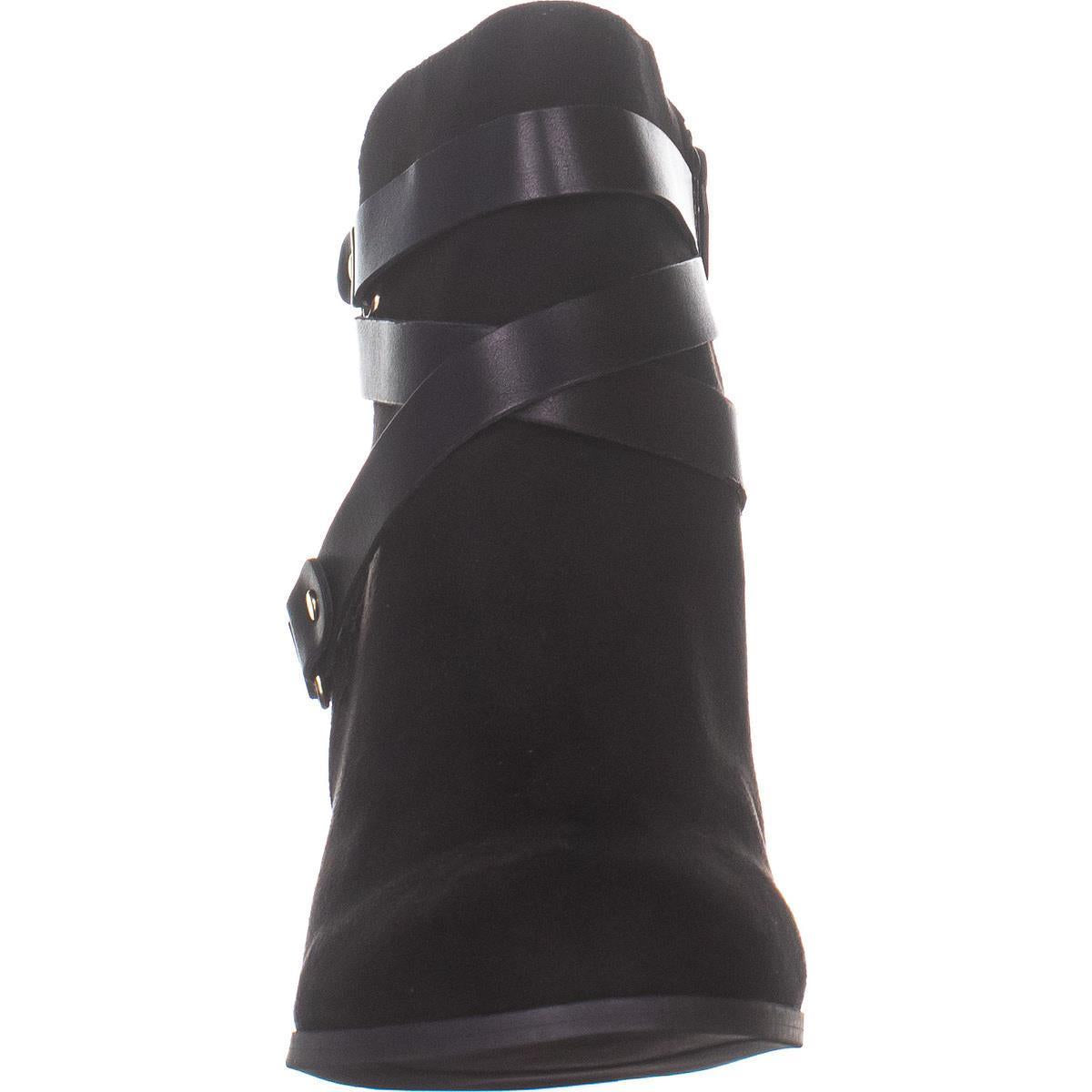 Material Girl Women's Melany Block Heel Ankle Boots Black Micro Black Size 7.5 M