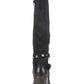 White Mountain Women's Stretch Gore Woven Straps Studded Western Inspired Cushioned Strappy Paulina Round Toe Block Heel Zip up Boots Black Size 5 M