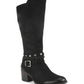 White Mountain Women's Stretch Gore Woven Straps Studded Western Inspired Cushioned Strappy Paulina Round Toe Block Heel Zip up Boots Black Size 5 M