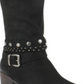 White Mountain Women's Stretch Gore Woven Straps Studded Western Inspired Cushioned Strappy Paulina Round Toe Block Heel Zip up Boots Black Size 5 M