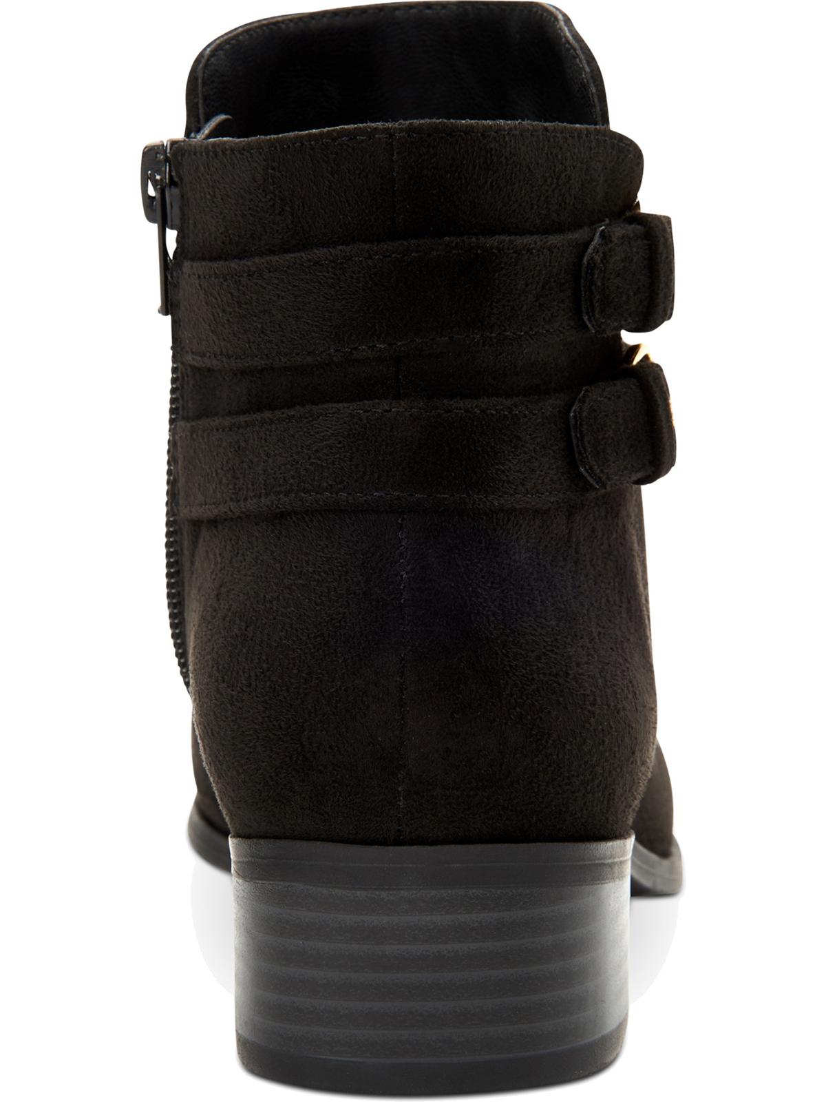Charter Club Women's  Buckle Accent Cushioned Jaimee Almond Toe Block Heel Zip-up Booties Black Size 5 M -