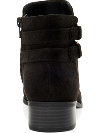 Charter Club Women's  Buckle Accent Cushioned Jaimee Almond Toe Block Heel Zip-up Booties Black Size 5 M -