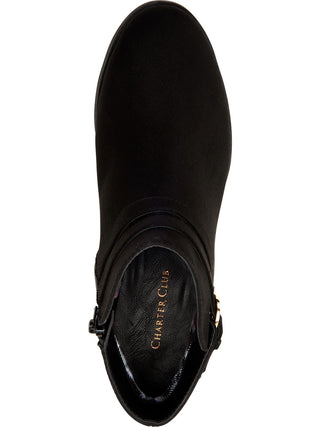 Charter Club Women's  Buckle Accent Cushioned Jaimee Almond Toe Block Heel Zip-up Booties Black Size 5 M -