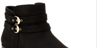 Charter Club Women's  Buckle Accent Cushioned Jaimee Almond Toe Block Heel Zip-up Booties Black Size 5 M -