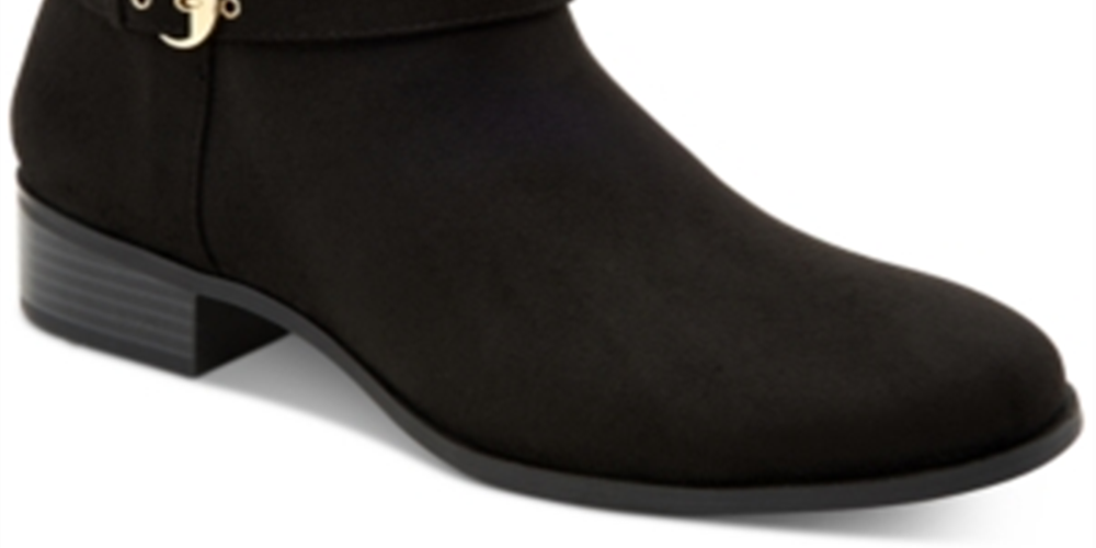 Charter Club Women's  Buckle Accent Cushioned Jaimee Almond Toe Block Heel Zip-up Booties Black Size 5 M -