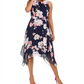 Jessica Howard Women's Floral Print MIDI Dress Blue Size 4 Petite