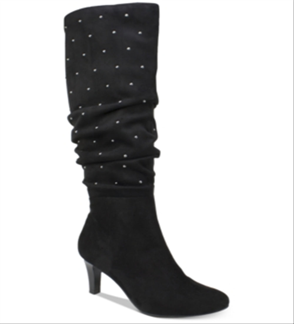 Rialto Women's Canoe Stud-Trim Ruched Boots - Black Size 9 M