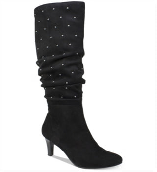 Rialto Women's Canoe Stud-Trim Ruched Boots - Black Size 9 M