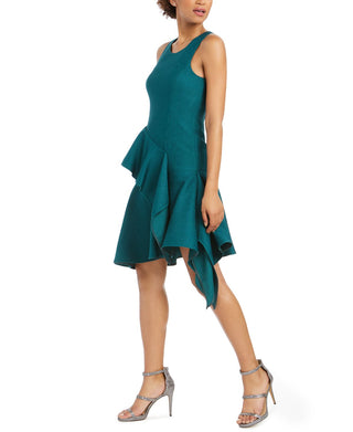 Natori Women's Ruffled Asymmetrical a Line Dress Blue Size 4