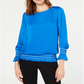 Alfani Women's Long Sleeve Jewel Neck Top Blue Size Small