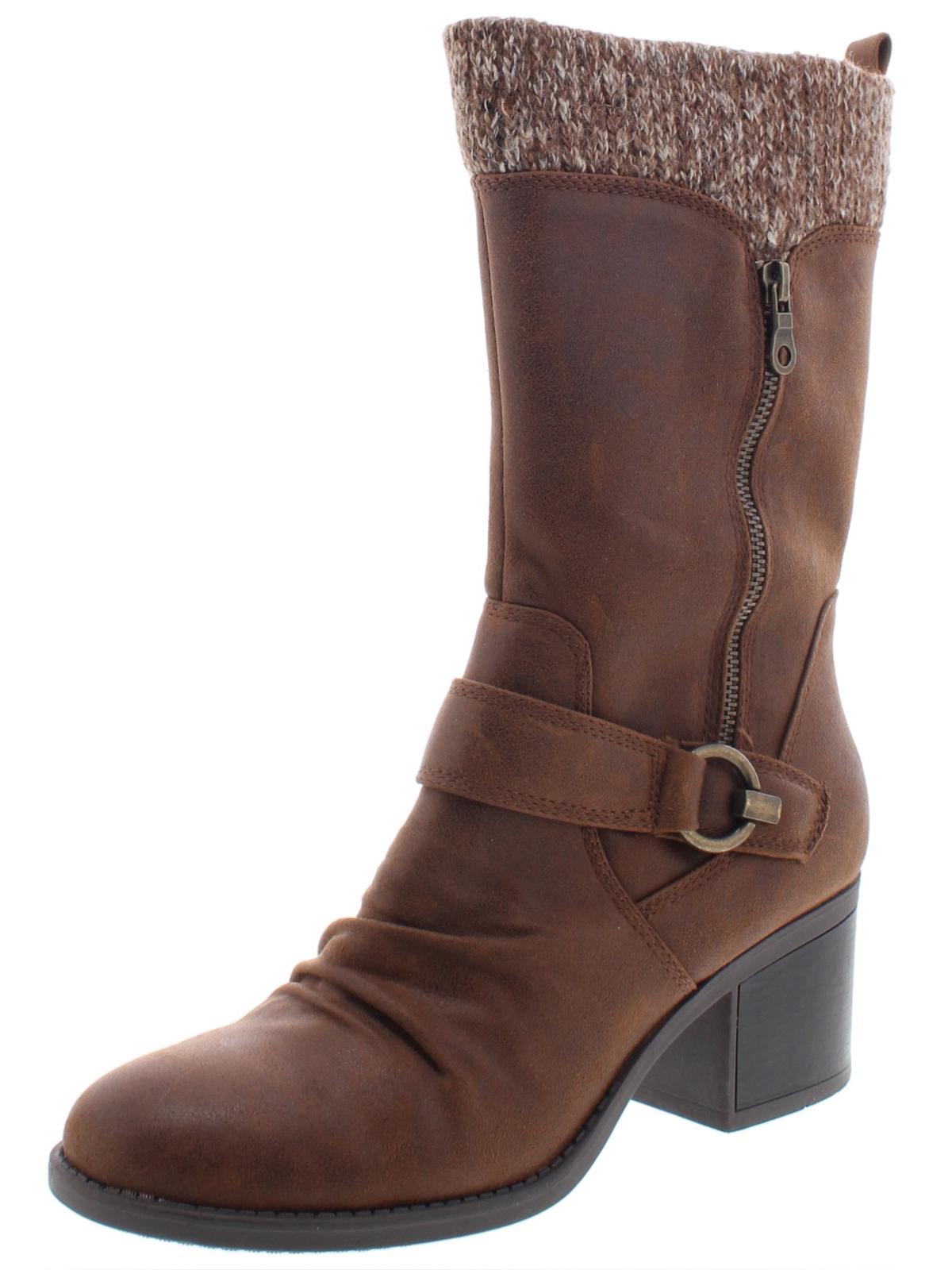 Bare Traps Womens Wylla Leather Closed Toe Mid-Calf Fashion Boots Brown Size 9.5