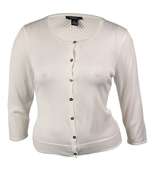 Alfani Women's Perforated Back Buttoned Knit Cardigan Brown Size 5.5 M