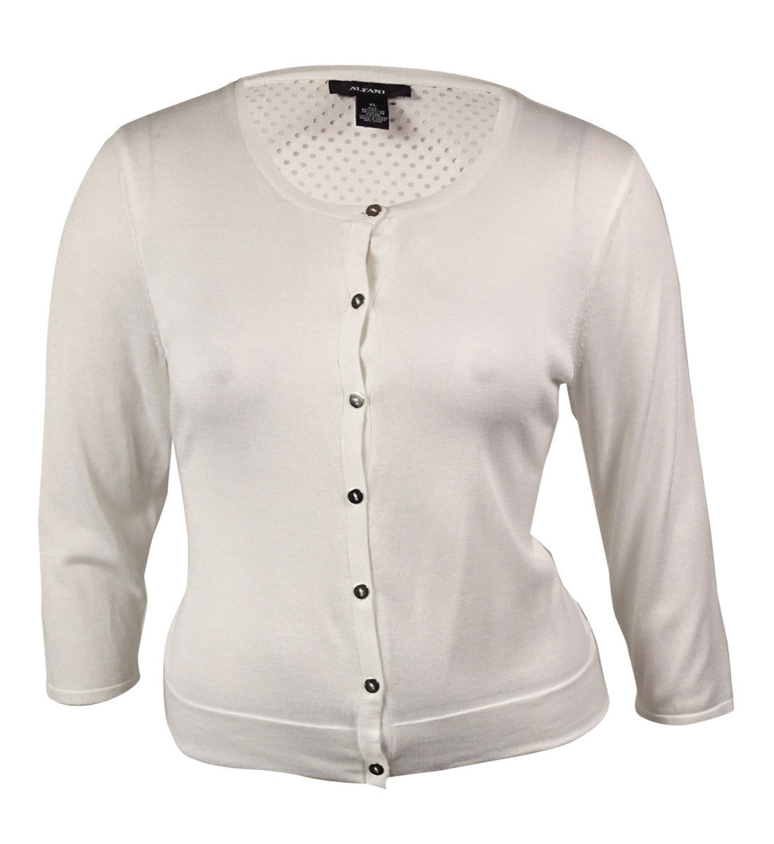 Alfani Women's Perforated Back Buttoned Knit Cardigan Brown Size 5.5 M