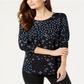 Style & Co Women's Printed Top Blue Size X-Small
