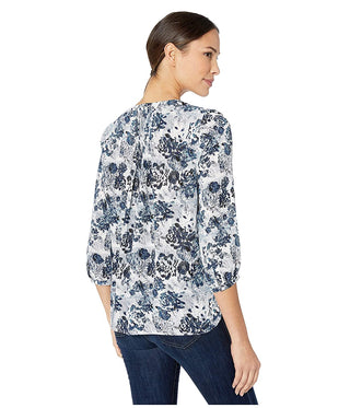 NYDJ Women's Pintuck Blouse in Bay Blues Garden Size: XS