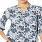 NYDJ Women's Pintuck Blouse in Bay Blues Garden Size: XS