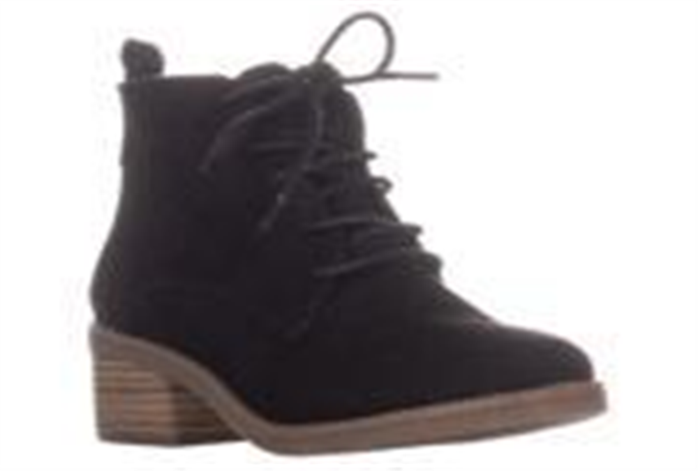 Style & Co Women's Pull-Tab Lace Cushioned Rizio Round Toe Block Heel Zip-up Booties BlacK Size 7.5 M
