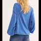 Free People Women's  Heather Long Sleeve Crew Neck Top Blue Size Small