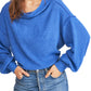 Free People Women's  Heather Long Sleeve Crew Neck Top Blue Size Small