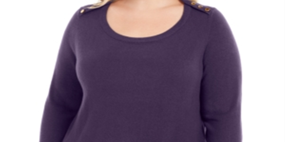 Karen Scott Women's Plus Button Shoulder Sweater Purple Size 3X