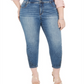INC International Concepts Women's Rhinestone Ankle Skinny Jeans Blue Size 28W