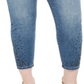 INC International Concepts Women's Rhinestone Ankle Skinny Jeans Blue Size 28W