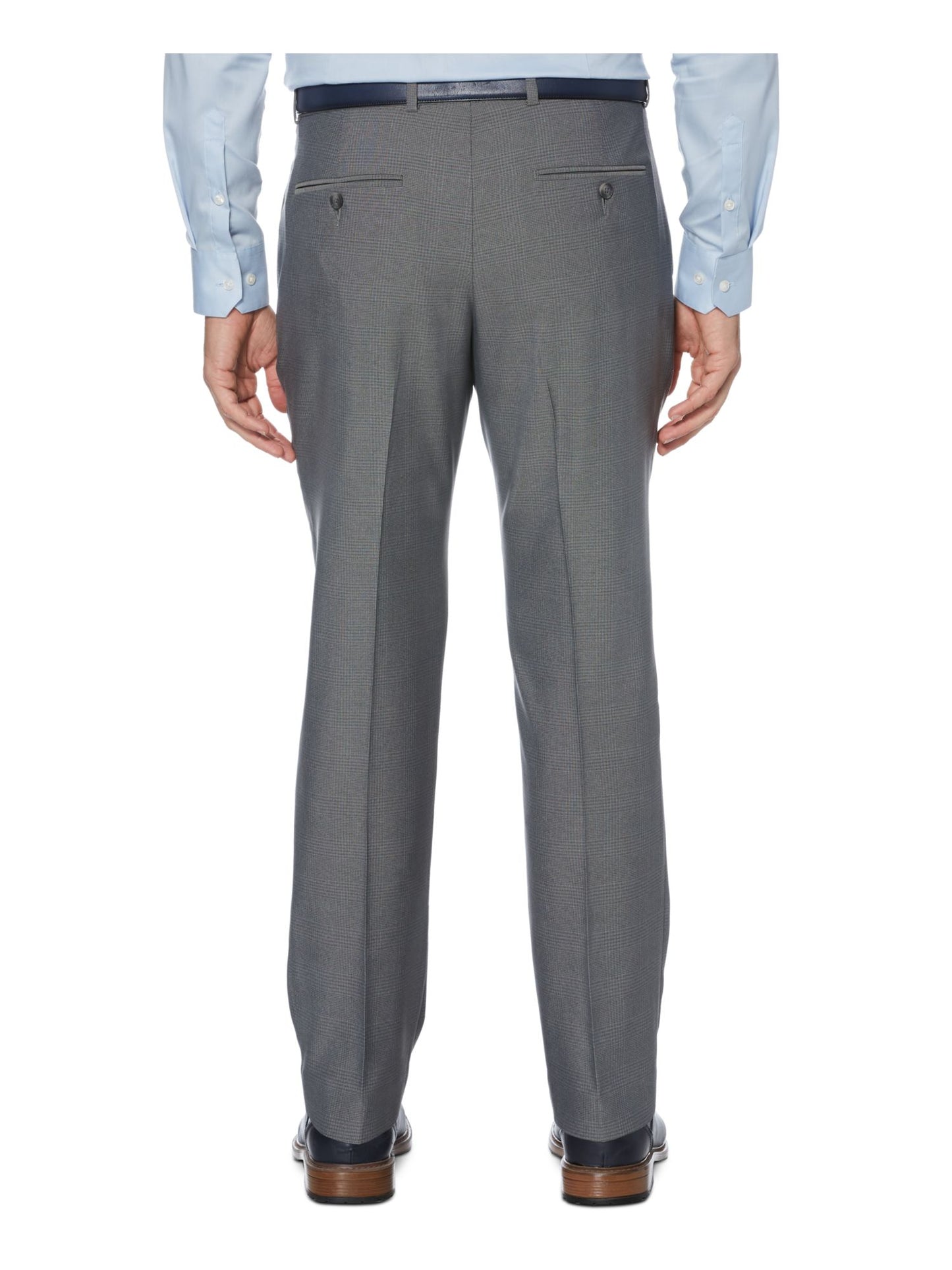 Perry Ellis Men's Stretch Check Slim Fit X Tech  Pants Grey Size 38X29