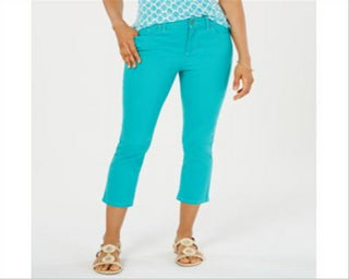 Charter Club Women's Tummy Control Bristol Capri Jeans Green Size 12P