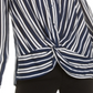 Bar III Women's Stripe Twisted Front Button up Shirt Blue Size Small