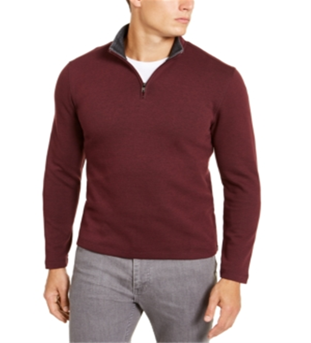 Alfani Men's Solid Quarter Zip Sweater Red Size XX-Large