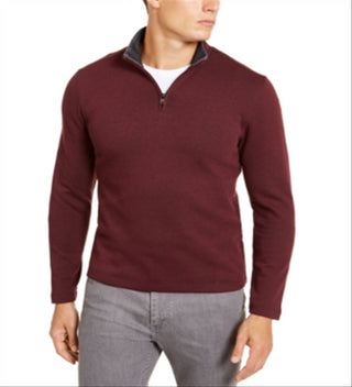 Alfani Men's Solid Quarter Zip Sweater Red Size XX-Large
