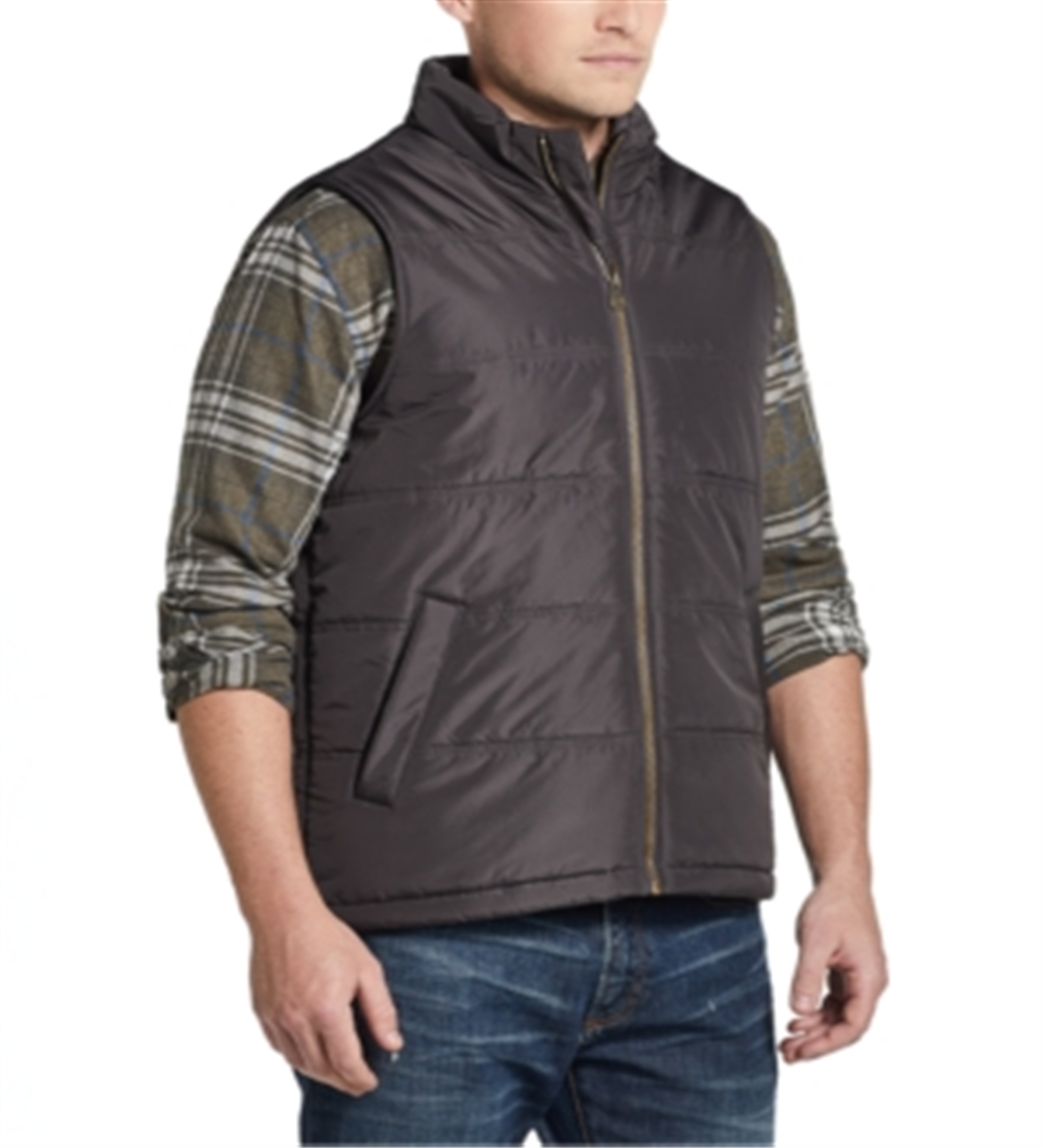 Weatherproof Vintage Men's Sleeveless Collared Full Zip Vest Shirt Gray Size X-Large