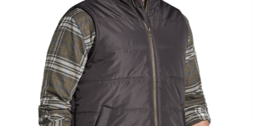 Weatherproof Vintage Men's Sleeveless Collared Full Zip Vest Shirt Gray Size X-Large