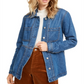 Oat Women's Patch Pocket Sherpa Lining Jean Jacket Blue Size XS