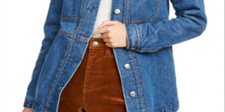 Oat Women's Patch Pocket Sherpa Lining Jean Jacket Blue Size XS