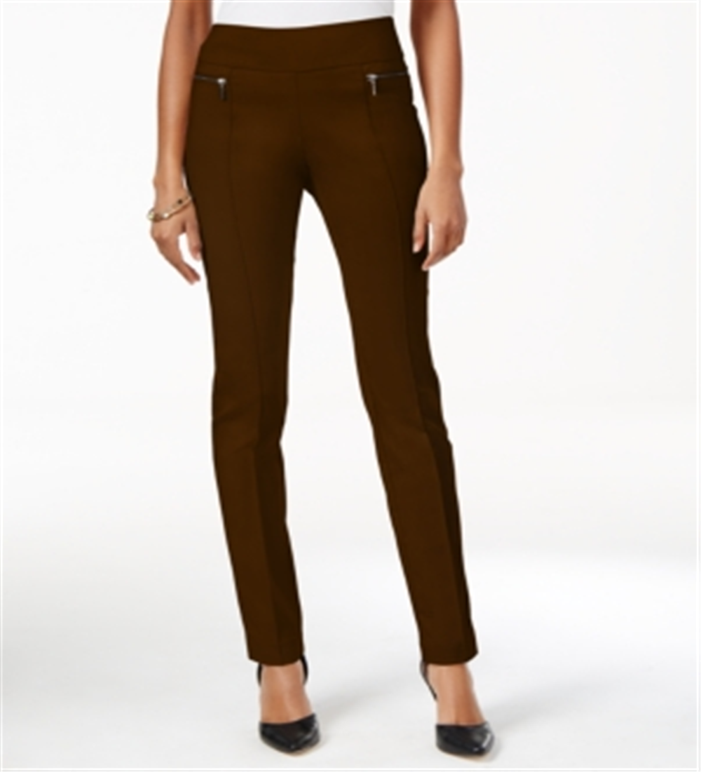 Style & Co Women's Pull on Skinny Pants Brown Size Petite L