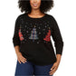 Karen Scott Women'ss Plus Crew Neck Christmas Tree Sweater Black Size 1X