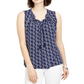 Charter Club Women's Printed Drawstring Neck Top Blue Size XX-Large