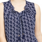 Charter Club Women's Printed Drawstring Neck Top Blue Size XX-Large