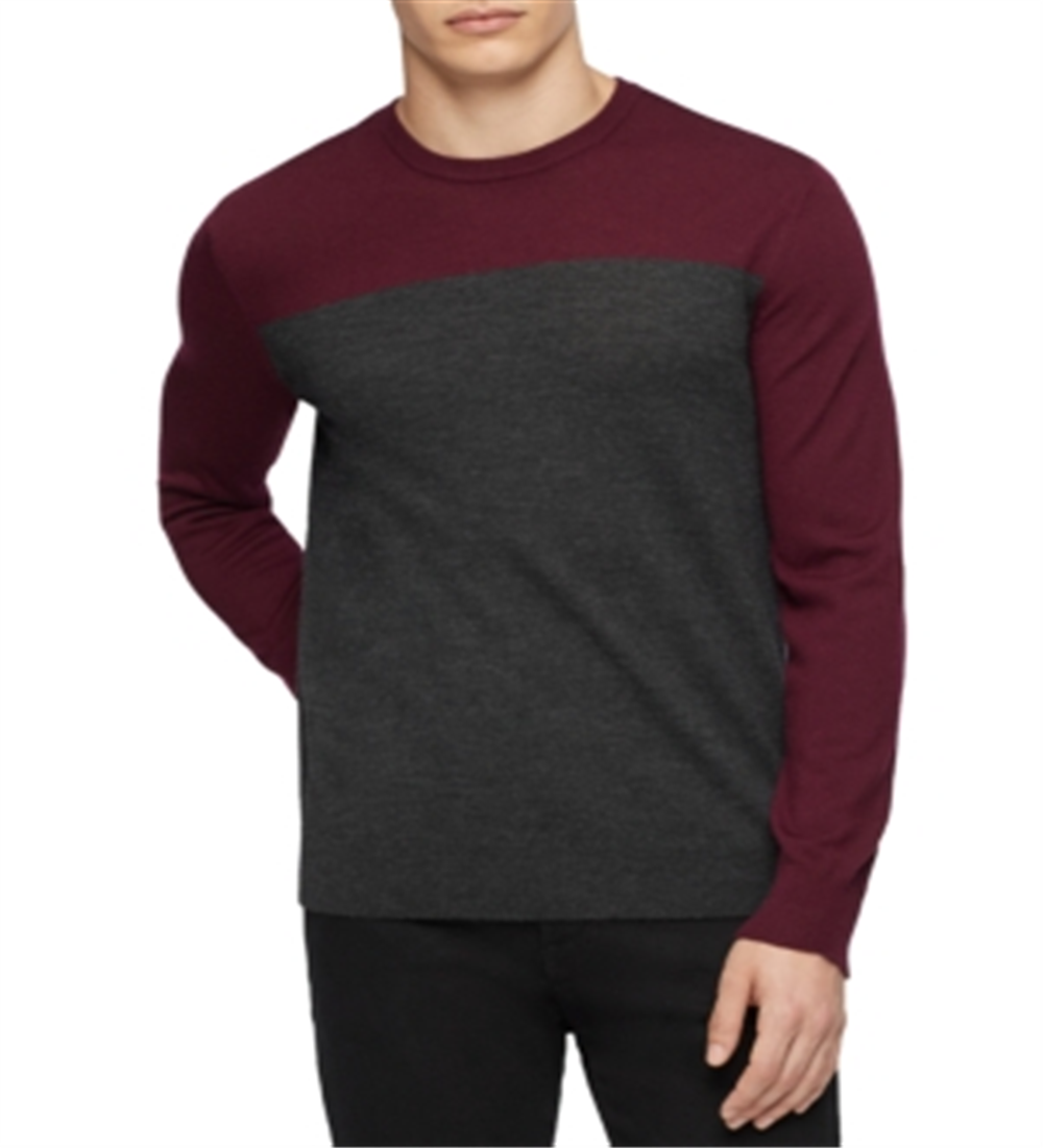 Calvin Klein Men's Merino Colorblock Sweater Red Size Medium