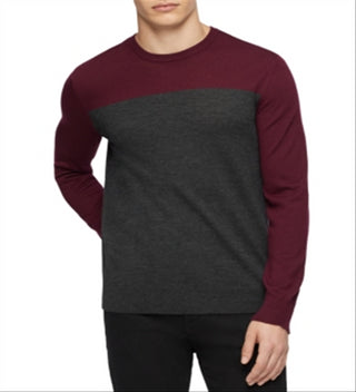 Calvin Klein Men's Merino Colorblock Sweater Red Size Medium