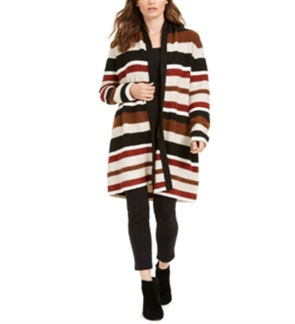INC International Concepts Women's Striped Sequinned Cardigan Brown Size Petite XL