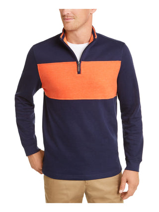 Club Room Men's Color Block Classic Fit Quarter Zip Pullover Sweater Blue Size Medium
