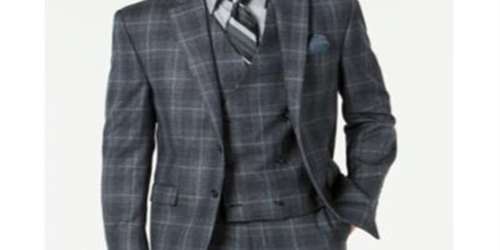 Ralph Lauren Men's Plaid Two Button Blazer Black Size 48