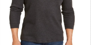 Club Room Men's Crew Neck Classic Fit Henley Shirt Gray Size Small